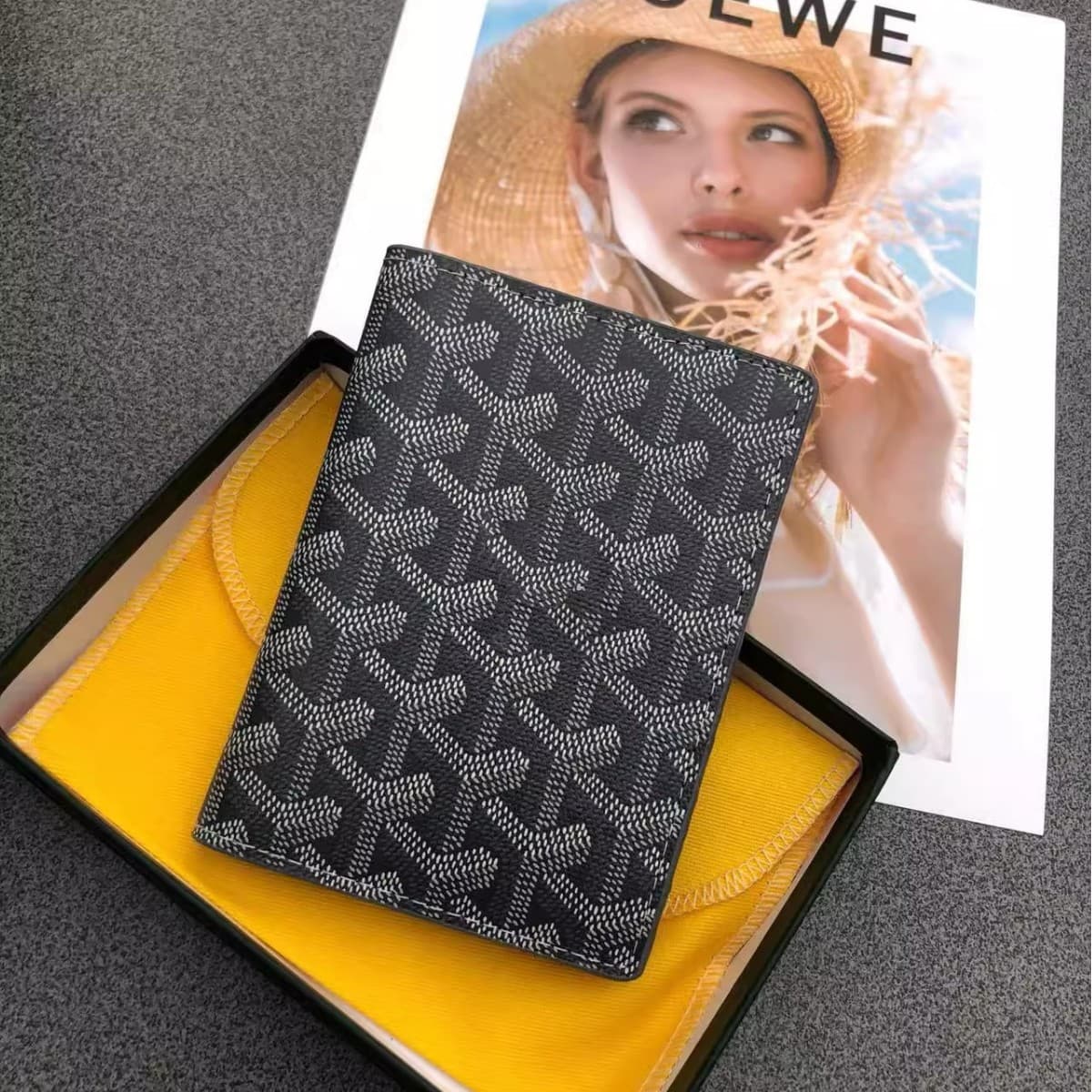 New Dog Tooth Passport Holder Letter Print Goya Passport Bag Coin Purse Fashionable and Versatile Cross-border Dropshipping