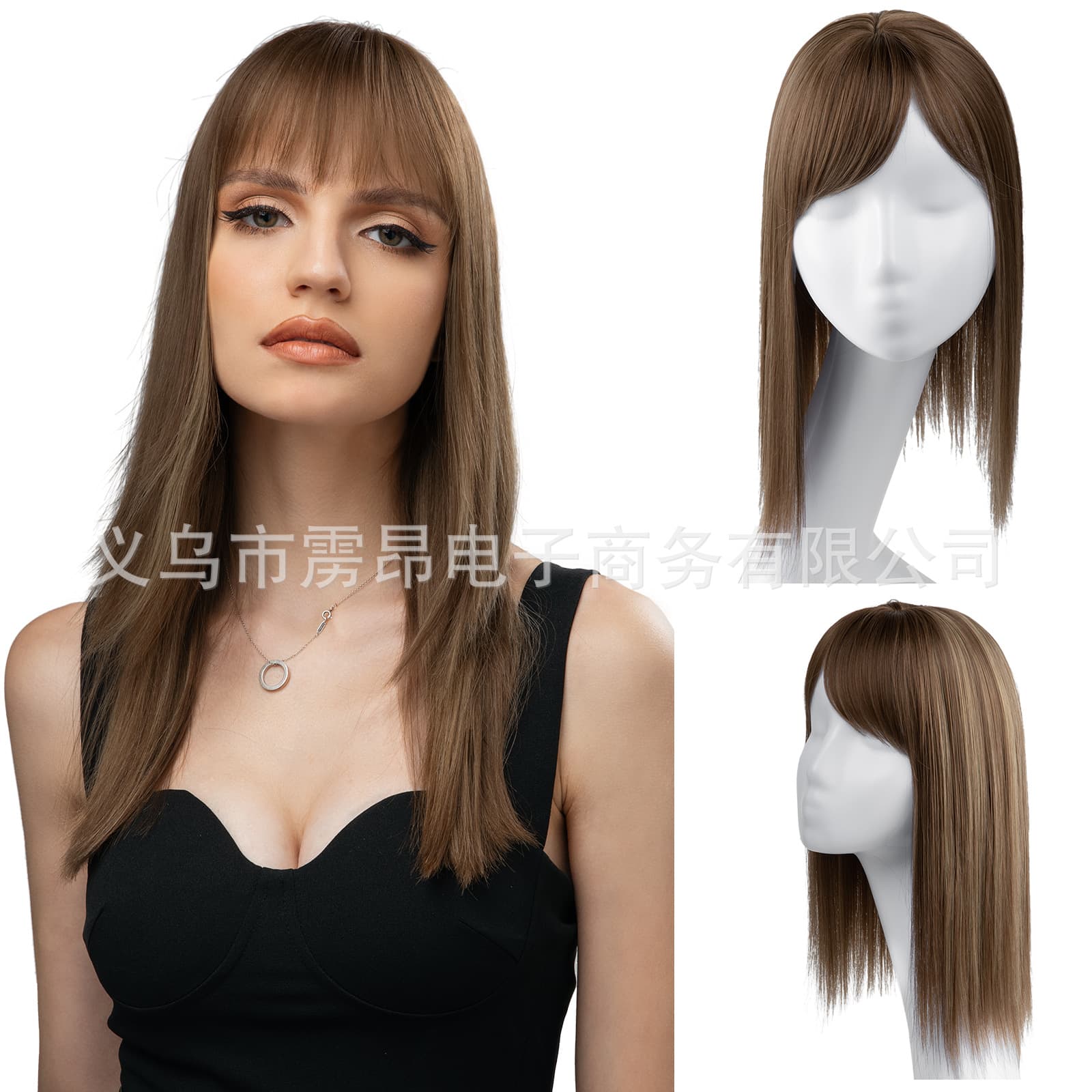 Cross-border Women's Hair Topper 3D Bangs Hairpiece Natural Coverage for Gray Hair Invisible Hair Extension for Thinning Hair