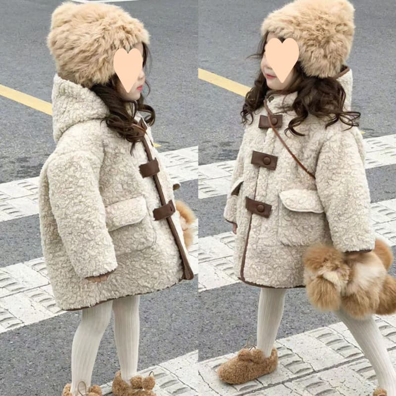 Autumn/Winter Thickened Fleece-Lined Jacket for Kids, Fashionable Hooded Top for Ages 3-8, Dropshipping Available