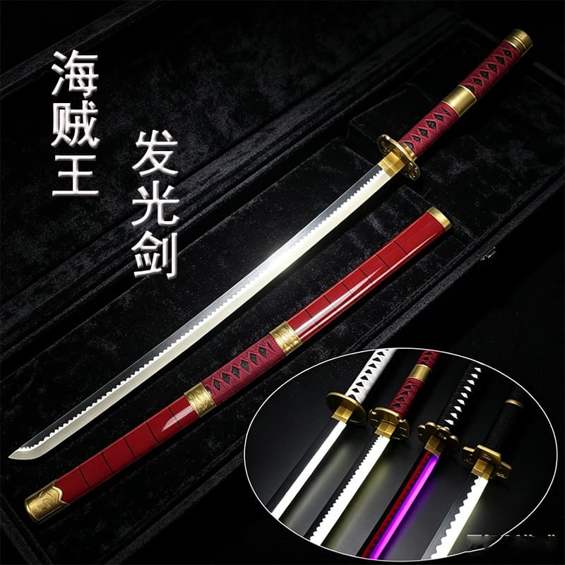 Anime One Piece Glowing Katana Zoro Three-Sword Style Rechargeable Light-Up Sword Children's Toy Cosplay Prop