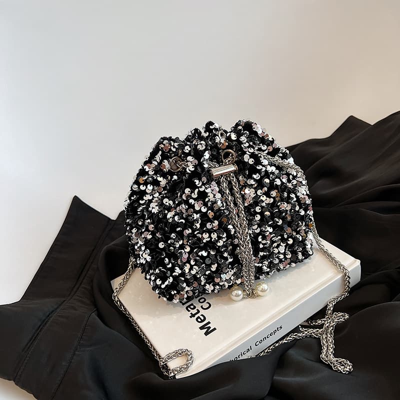 Trendy Evening Bag Fashion Personality Sequin Bag Women 2024 New Korean Style Bucket Bag Stylish Shoulder Crossbody Bag