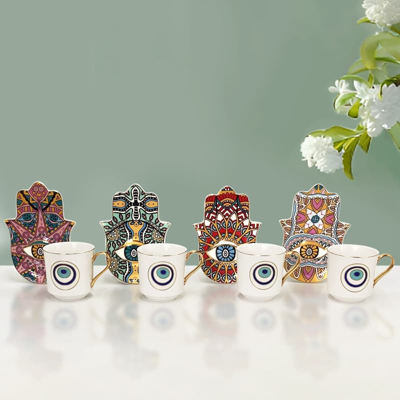 Nordic Creative Ceramic Coffee Cup Set Tea Time Cups Gifts Home Use White Porcelain Irregular Shape with Handle for All Ages
