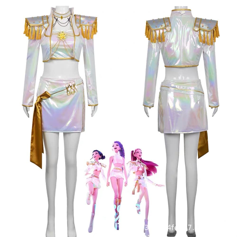 Kpop witch hunter group cos costume Rumi Zoimila cosplay costume white singing costume Halloween suit