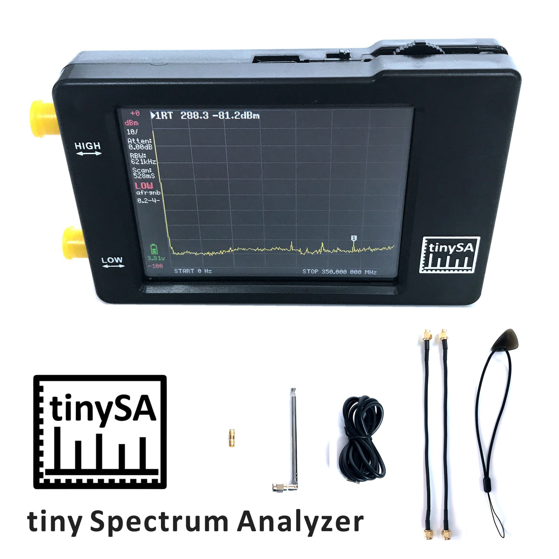 In-stock tinySA handheld spectrum analyzer with 2.8" touchscreen, tiny Spectrum analyzer