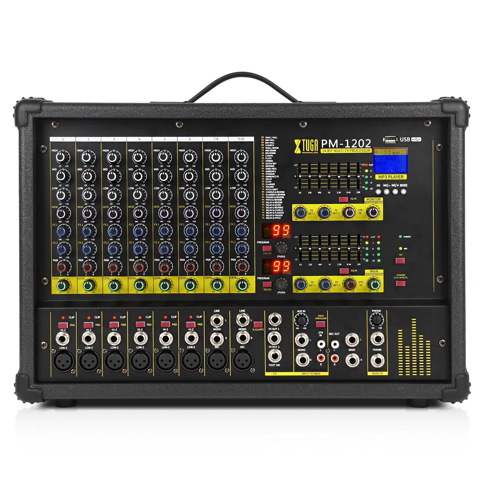 XTUGA 10-Channel Professional Mixer Amplifier All-in-One Audio Amplifier Karaoke Equalizer Sound System