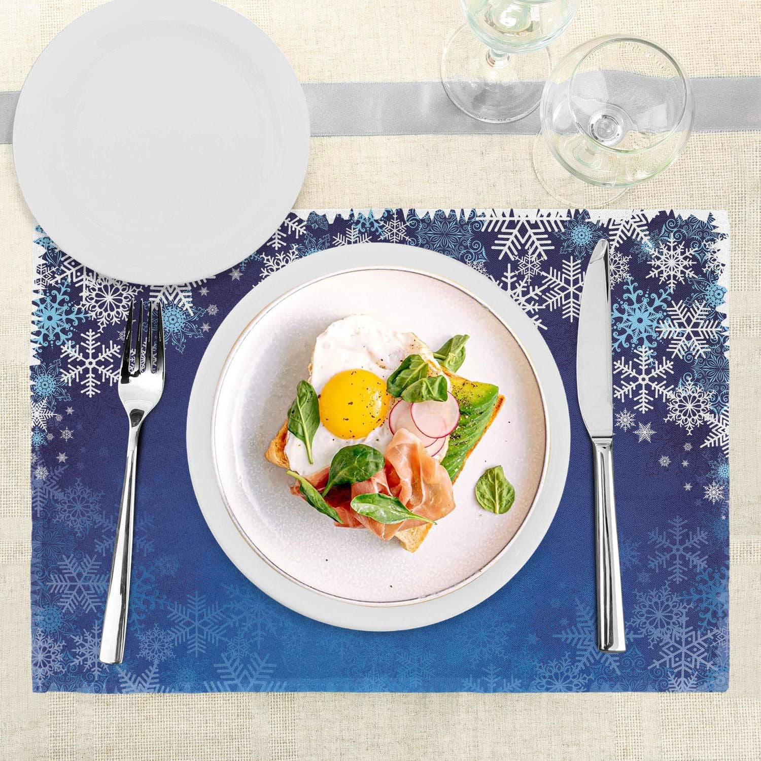 Amazon Best-Seller Christmas Placemats, Snowflake Design, Disposable Paper, Cross-Border Exclusive, Water, Heat, and Slip Resistant