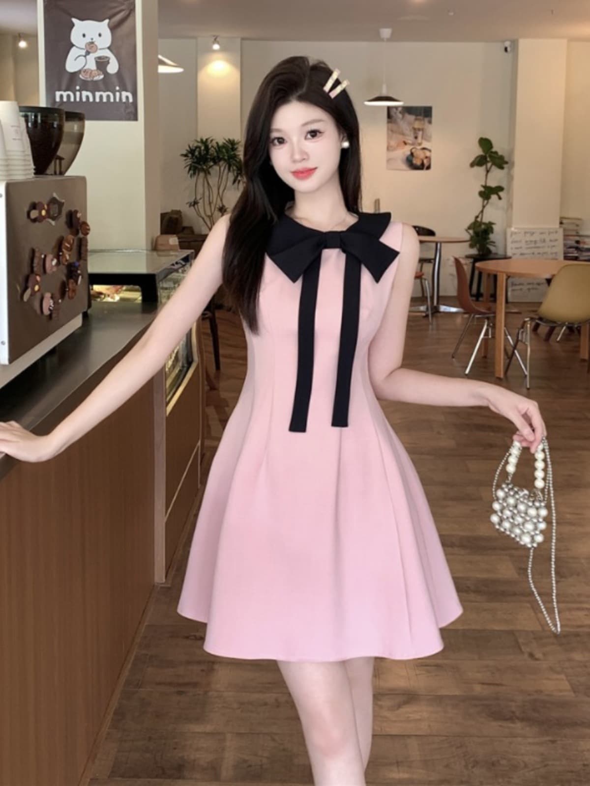 Summer Plus Size Sweet and Chic Slimming French Heiress Style Bow Waist Dress for Women Vest Dress
