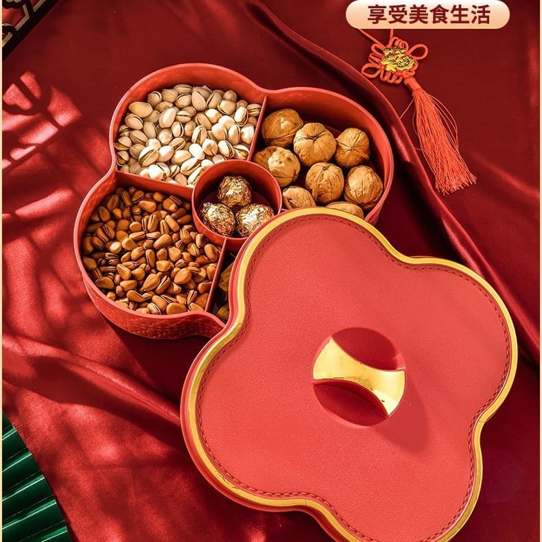 Light Luxury Chinese Style Fruit Box Household Multi-Layer Dried Fruit Box with Lid Fruit Tray Nut Candy Box Stackable Living Room Snack Tray