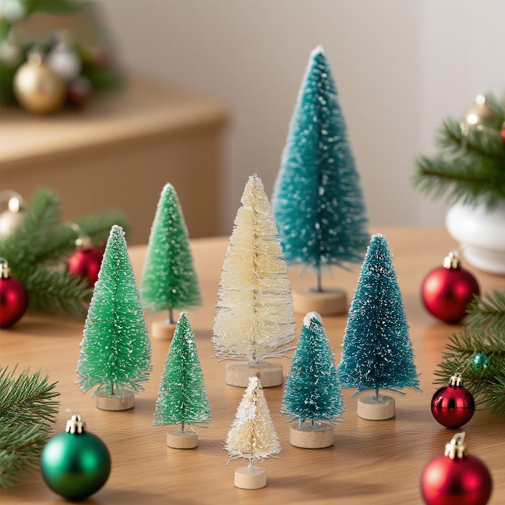 New Christmas Decor Mini Christmas Tree Dense Sisal Snow-Covered Small Tree Micro Landscape Window Desktop Ornament