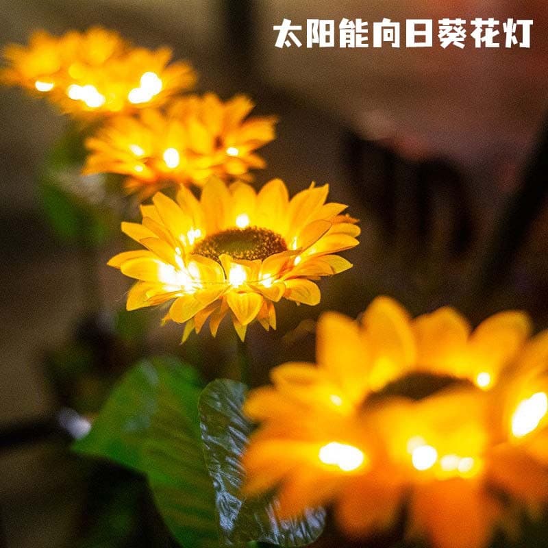 Solar Sunflower Colorful LED String Lights, Simulation Flower, Outdoor Garden Lawn Decoration Lights, Wholesale Bulk