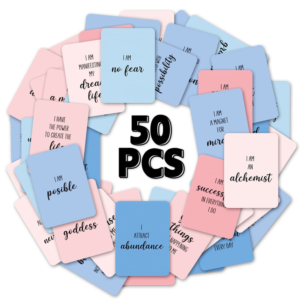 50 Cross-Border Female Positive Affirmation Cards, Daily Affirmation Cards, Self-Encouragement Quote Cards, Blank Back
