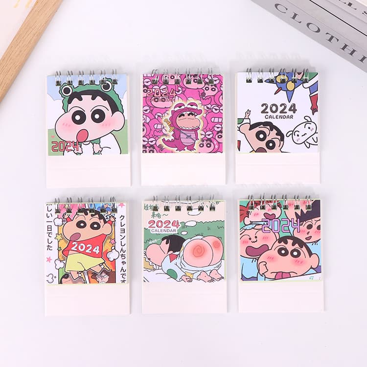 Colorful creative 2024 cartoon mini desk calendars, simple punch-card small calendars, cute student desktop decorations.