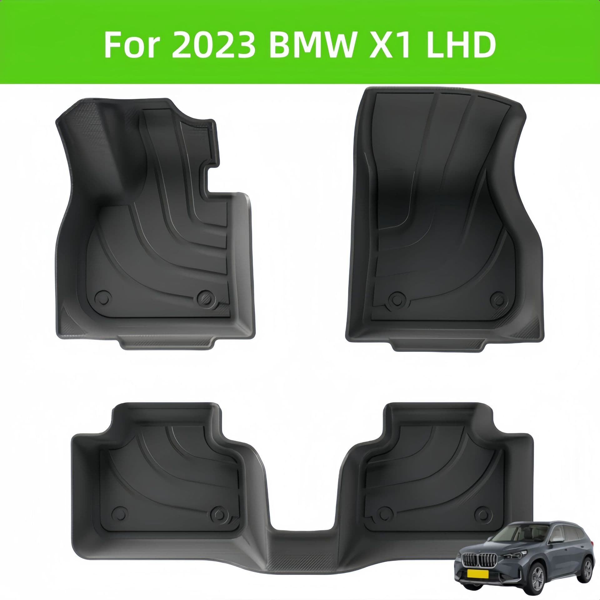For 2023 BMW X1 Car Carpet TPE Car Floor Mat / Rear Trunk Mat