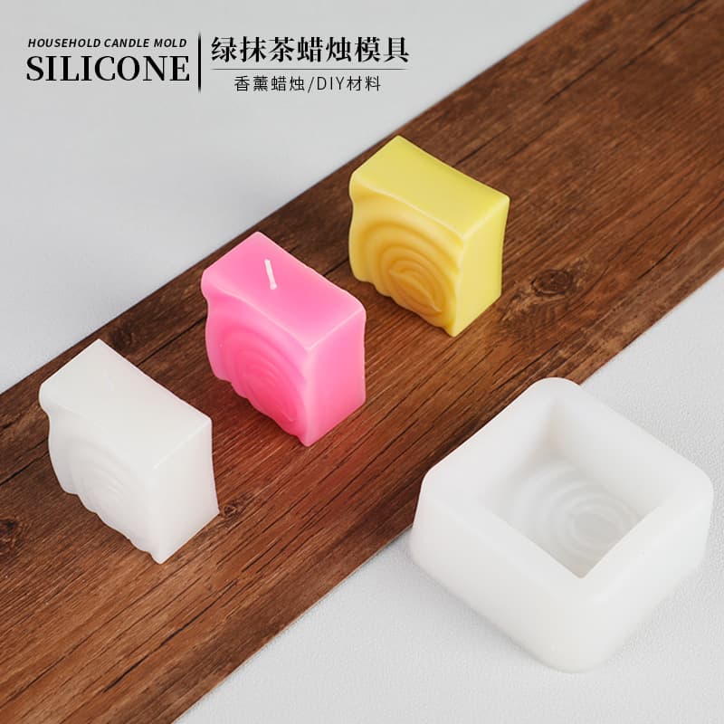 Green Matcha Mold Candle Aromatherapy Creative Candle Cross-border Supply Silicone Mold DIY Geometric Candle Square Resin