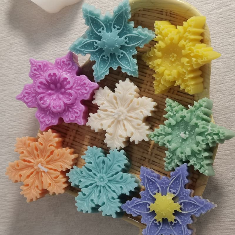 Christmas Snowflake Candle Silicone Mold DIY Handmade Soap Aroma Mold 3D Flower Scented Candle Mold