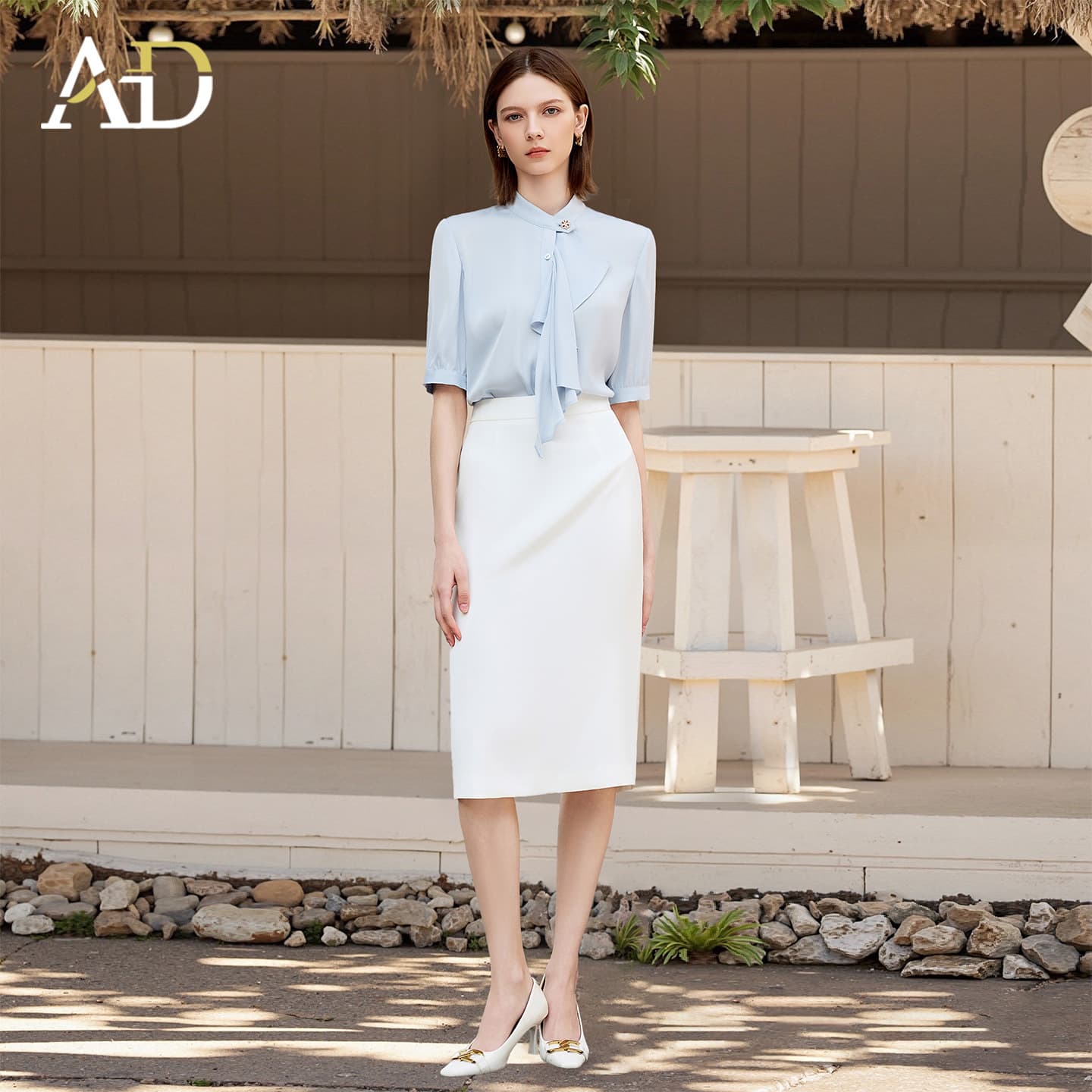 AD Source Factory Women's Blouse Thin Lightweight Mature Style Short Sleeve Shirt for Formal Workplace Occasions Women's Shirt Suit Skirt