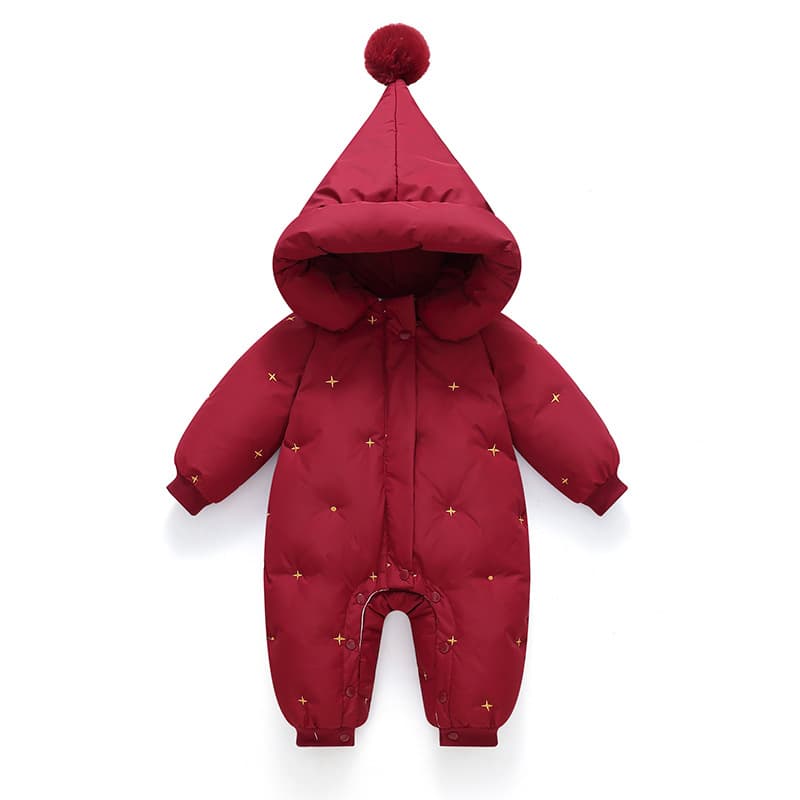 2025 Unisex Baby Down Jumpsuit Thickened Infant Crawling Suit Newborn Red Chinese New Year Outfit