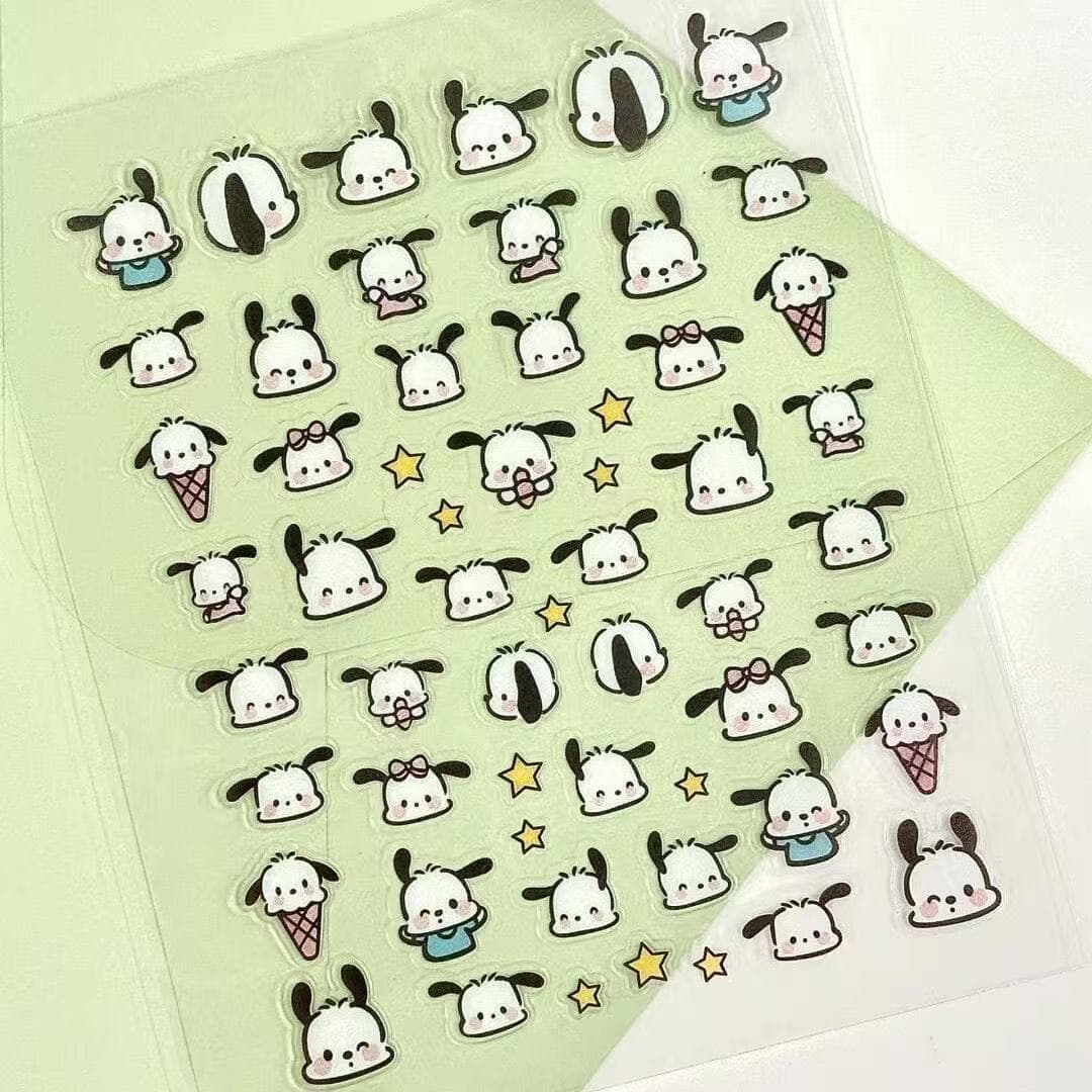 Sanrio Pochacco Mini Cartoon Waterproof Transparent PVC Stickers, Journal Diary Cup Decoration Cute Stickers