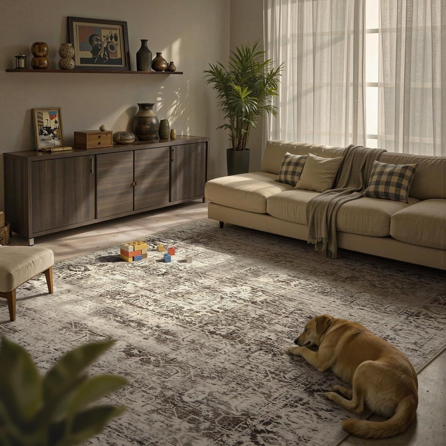 Cross-border Amazon Persian style large carpet for home living room, stain-resistant and easy to care for sofa coffee table blanket, ready for shipment