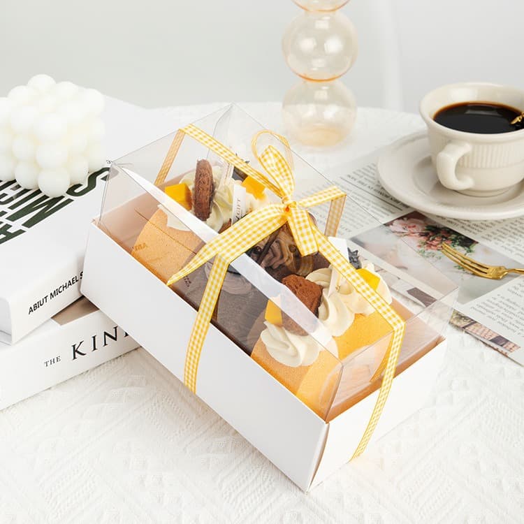 Trendy Ins Korean Style Cake Roll Packaging Box, Macaron Swiss Roll Box, Transparent Dessert Baking Slice Box