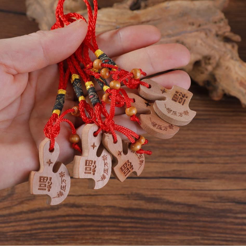 Peach Wood Root Carving Axe Pendant Small Size Child Portable Baby Children's Accessories Gourd Keychain