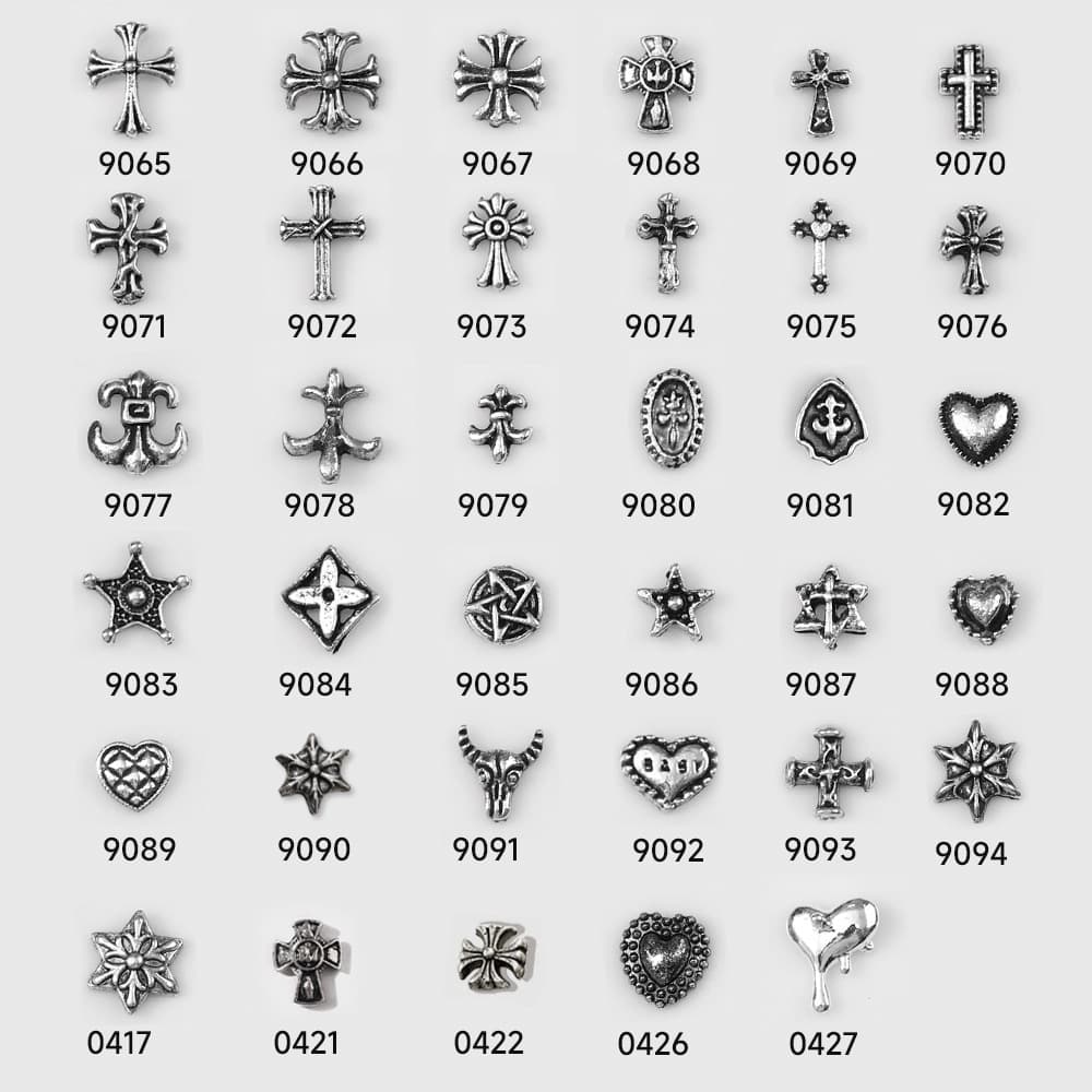 Metal Cross Rivet Nail Art Decor Vintage Punk Style Five-Pointed Star Cross Dark Alloy Trendy Accessories