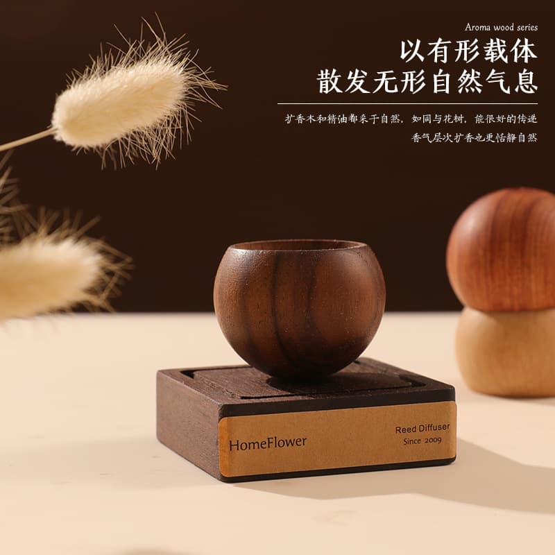 Roly-poly Magnetic Wooden Aroma Diffuser Essential Oil Desktop Perfume Wood Diffuser Car Aroma Diffuser