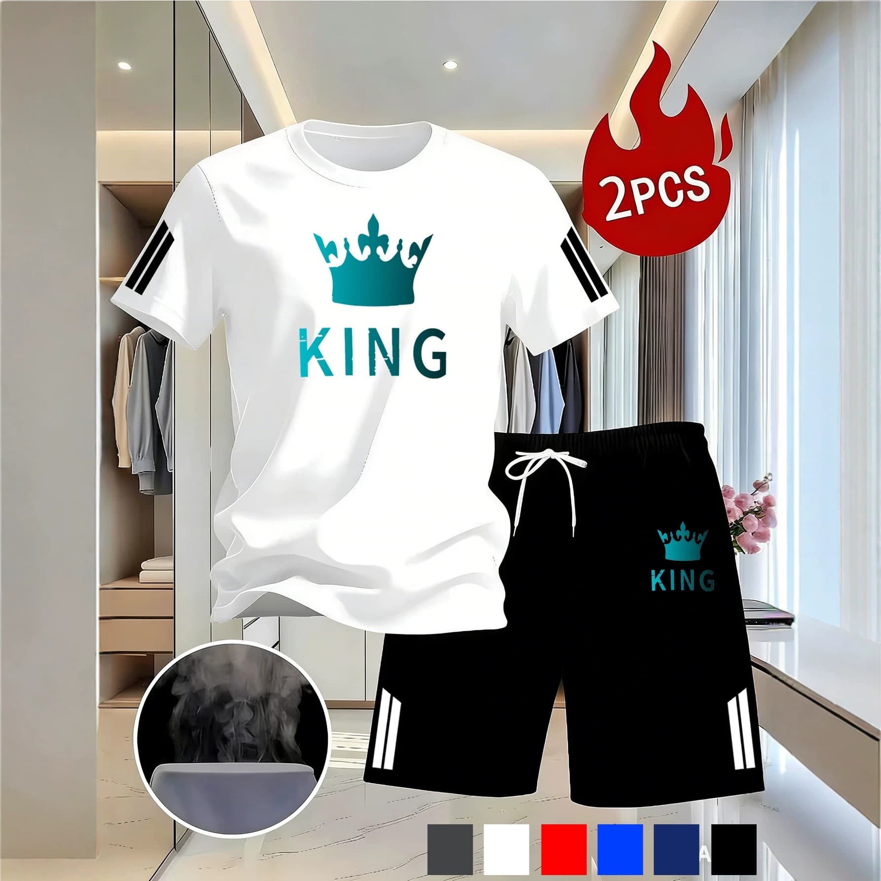 Men's Mesh Short Sleeve Shorts Set Casual Sportswear Upgraded Running Loose Unisex Couple Set