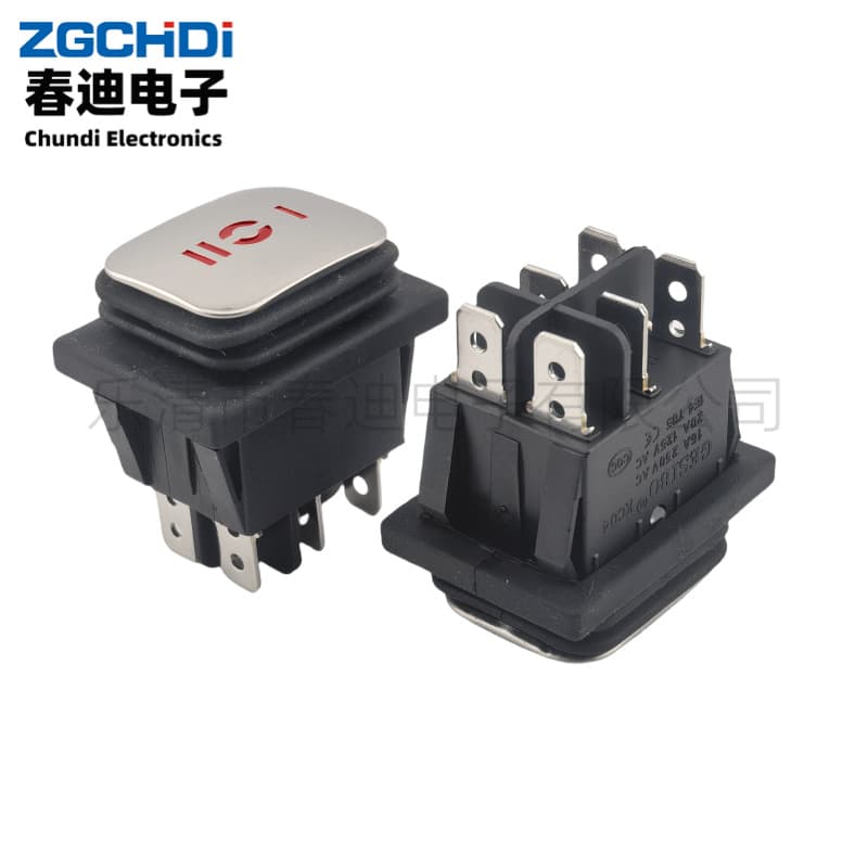 Supply stainless steel surface KCD4 three-speed waterproof boat switch kcd4 three-speed waterproof switch 6P3 block with light
