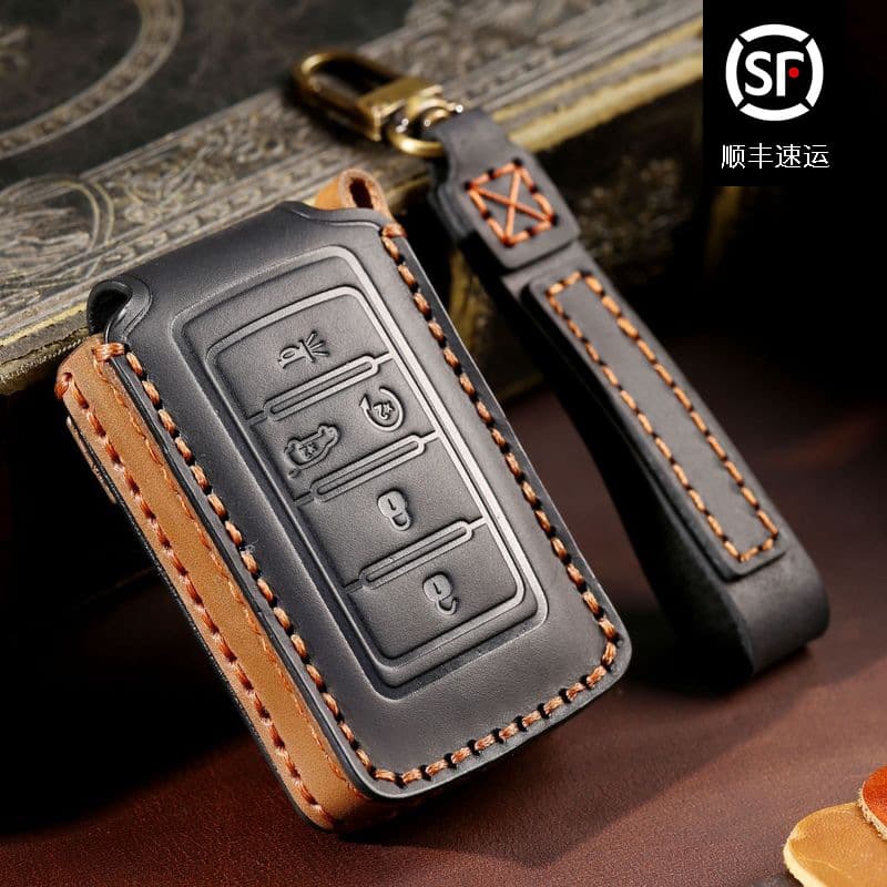 Leather Car Key Cover Suitable for JEEP Grand Cherokee Key Protective Shell Genuine Leather Hallmo Brand Middle East Sales