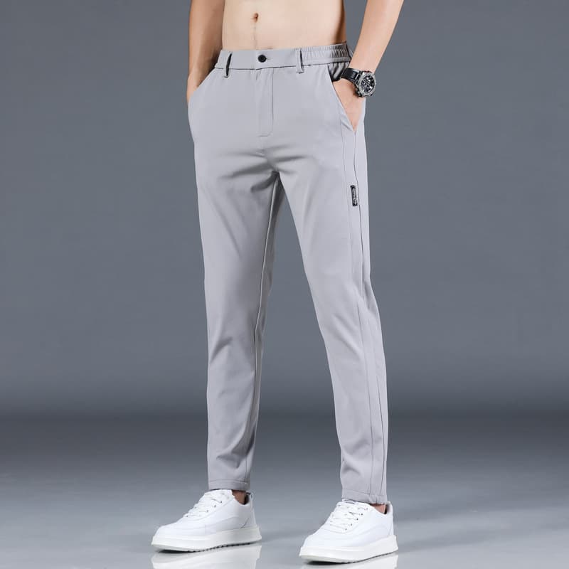 Men's Casual Pants Summer Thin Ice Silk Straight Leg Long Trousers New Fashion Style