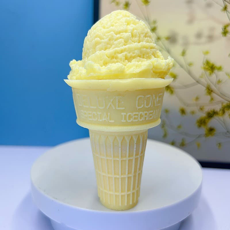 Ins-style 3D Ice Cream Cone with Rim Ice Cream Ball Silicone Mold DIY Aroma Candle Wax Mold Dessert Mold