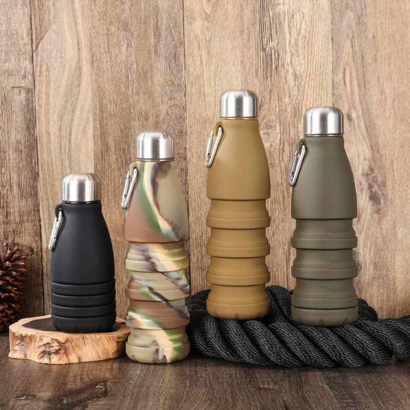 Outdoor new food grade silicone coke bottle portable sports water bottle waterbottle camping folding water cup