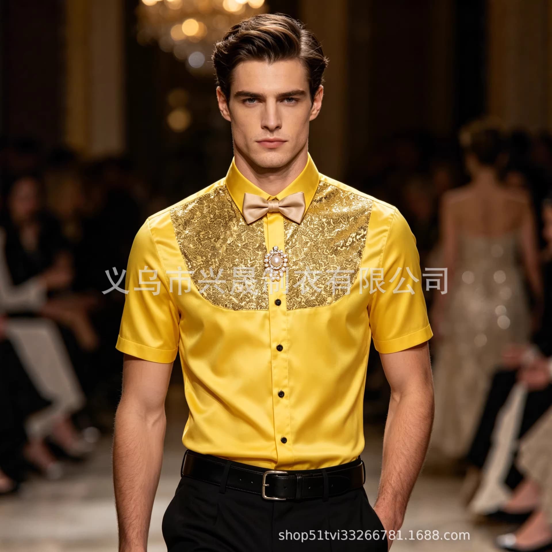 Men's summer short-sleeved shirt sequined short-sleeved shirt Amazon temu popular shirt men's shirt sequined