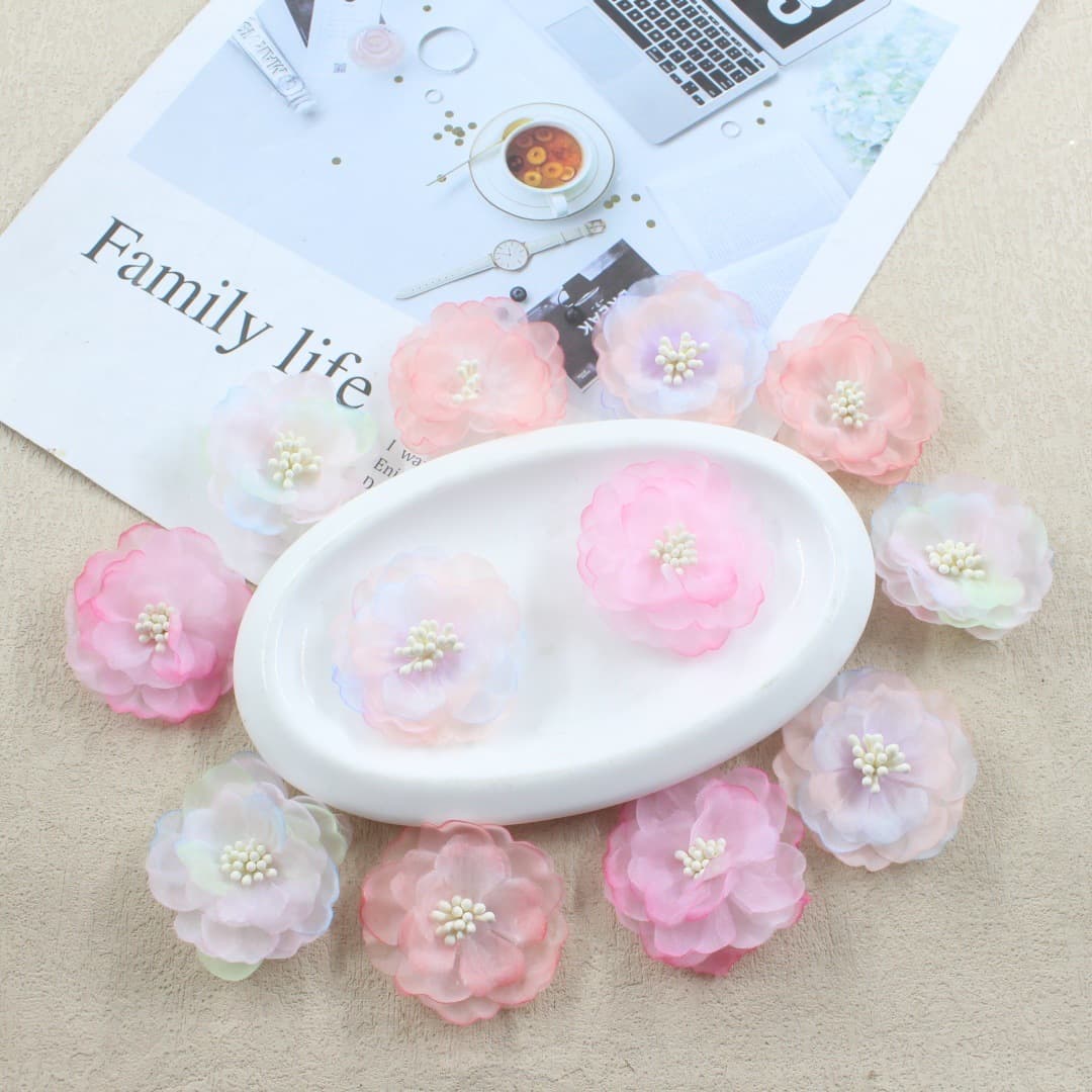 New style cherry blossom organza simulated flower head handmade diy hairpin headdress wedding scene layout jewelry accessories