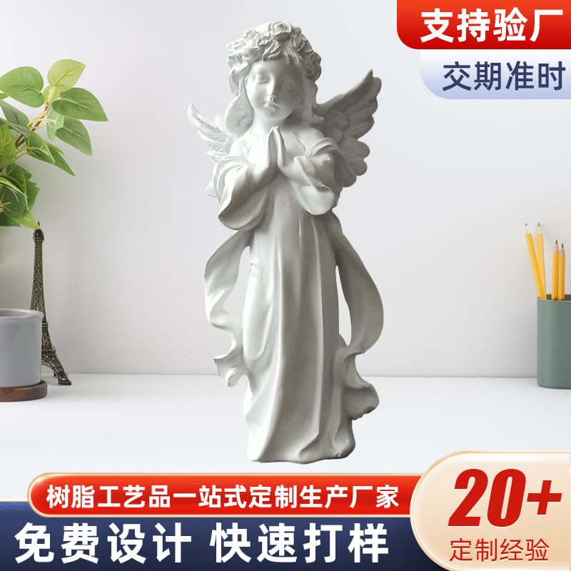 Vintage Praying Angel Ornament American Style Resin Plaster Statue Little Angel Girl Desktop Decoration Handmade Christmas