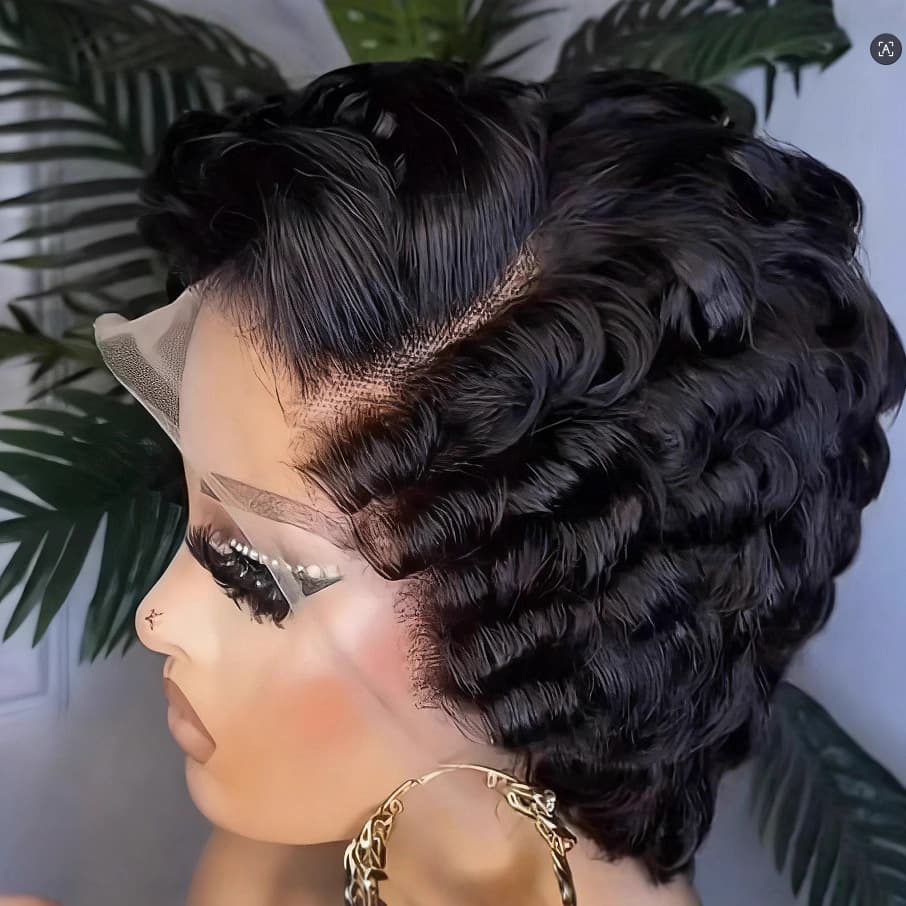 Curly Pixie Cut Frontal Wigs Human Hair Lace Front Human Hair Wig