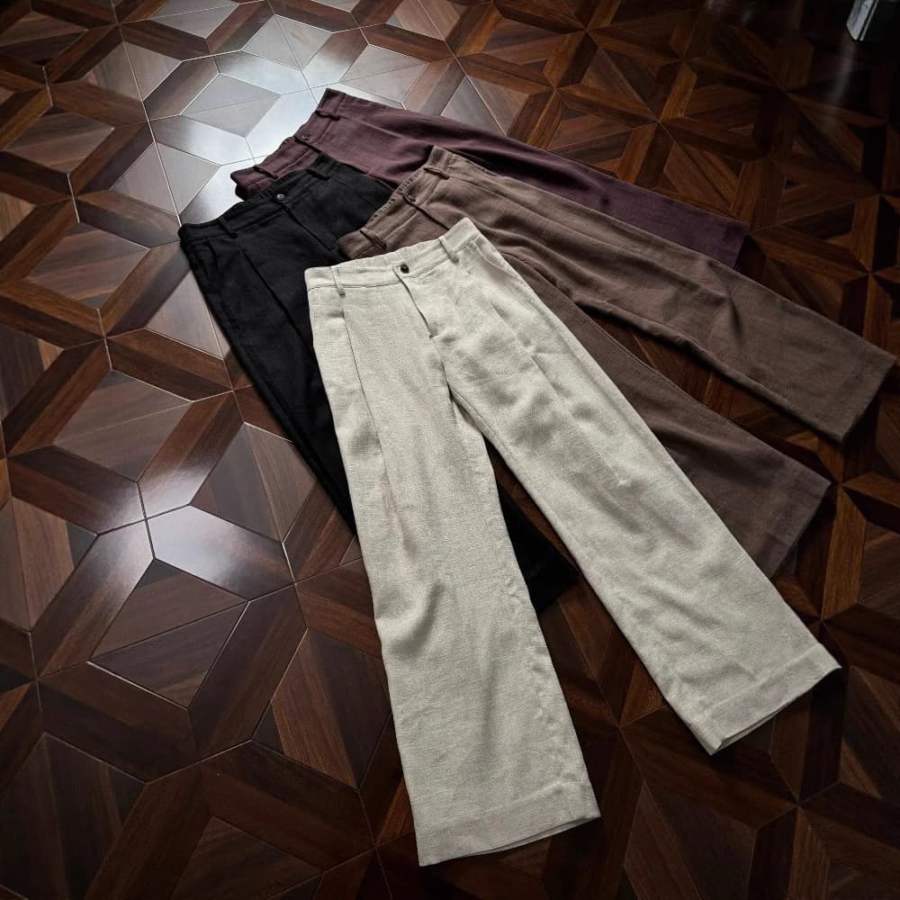Premium 70% High-End Linen A-Line Dress Pants Tailored Pleated Fully Bound Lining Luxury Designer Trousers Trendy