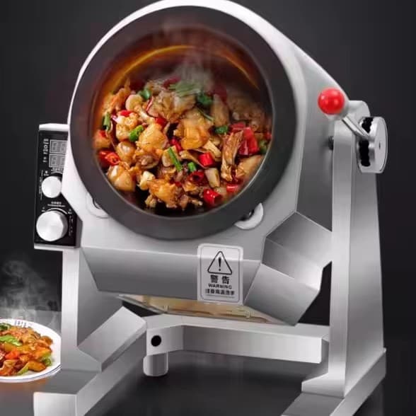 High-power Commercial Stainless Steel Stir-fry Machine: 360° rotation, programmable timer for home appliances.
