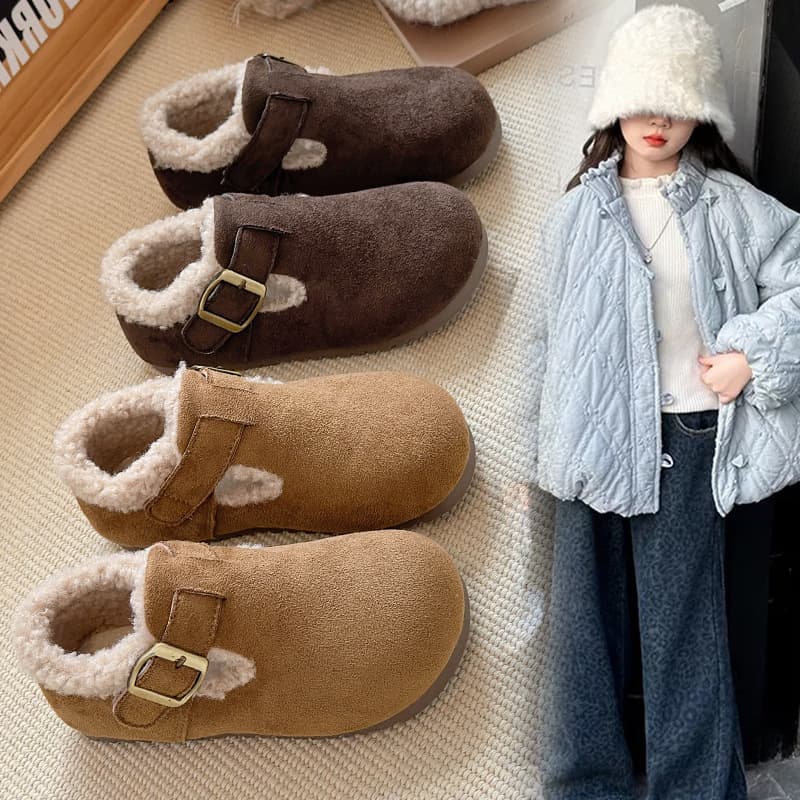 Birkenstock children's shoes, fleece-lined, warm, autumn and winter shoes for girls and boys, versatile baby cotton shoes.