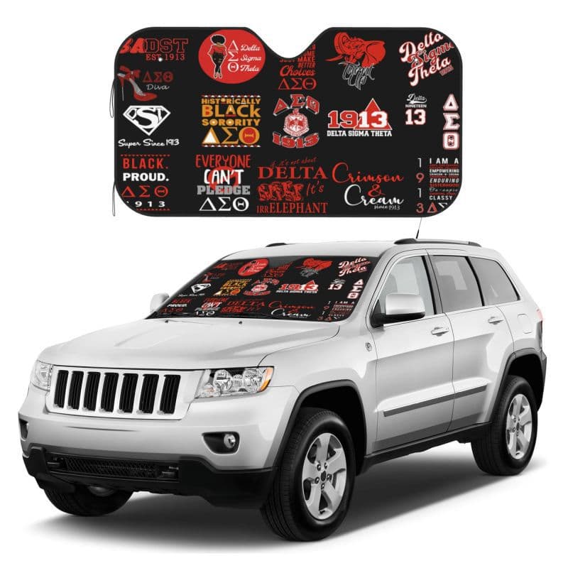 Cross-border Drop Shipping DeltaSigmaTheta Black Sorority Car Sun Shade Heat Insulation Sun Visor Front Windshield Cover