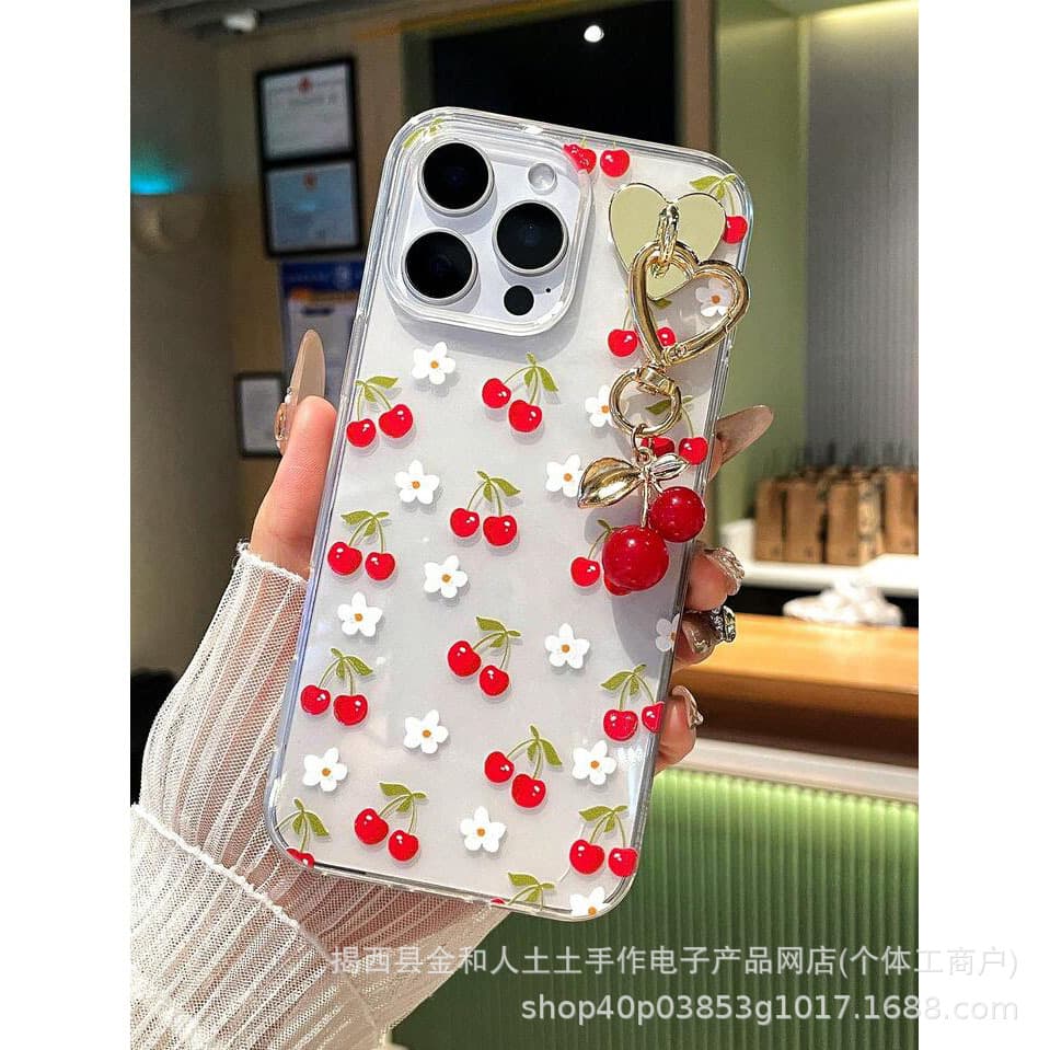 Cherry Apple 17 Phone Case iPhone 15 Silicone 16 Compatible 14 Pro Max Full Coverage 123 XSM Protective Cover