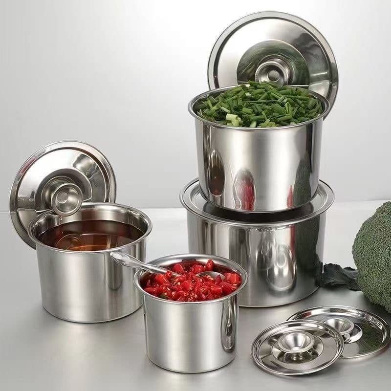 Commercial Stainless Steel Condiment Container, Thickened Non-Magnetic Seasoning Box, Stewing Pot, Lard Jar, Kitchen Seasoning Storage Box, Condiment Jar