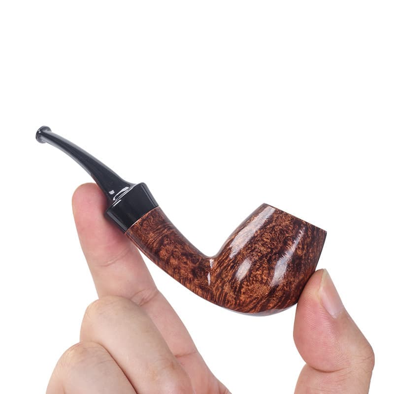 Heather wood pipe pufferfish mini palm pipe old-fashioned small filter tobacco pipe men's portable tobacco bag