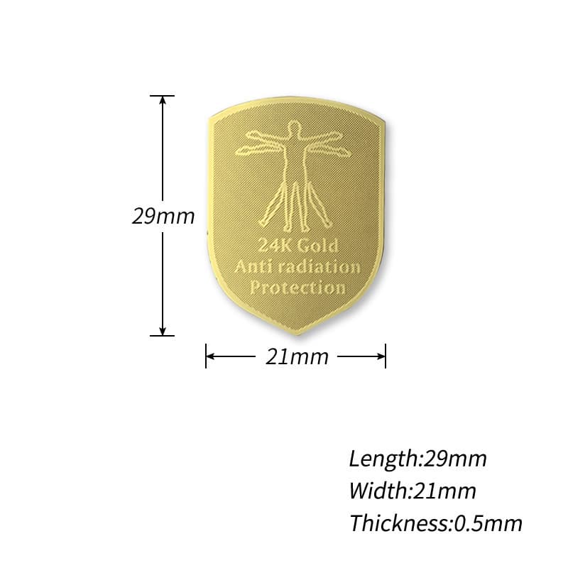 Cross-border E-commerce 24k Gold Shield-shaped Dual Figure Anti-radiation Mobile Sticker, Negative Ion Energy Phone Sticker Decoration