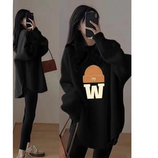 Cozy Winter Printed Thermal Fleece-Lined Long-Sleeve Round Neck Top for Petite Women