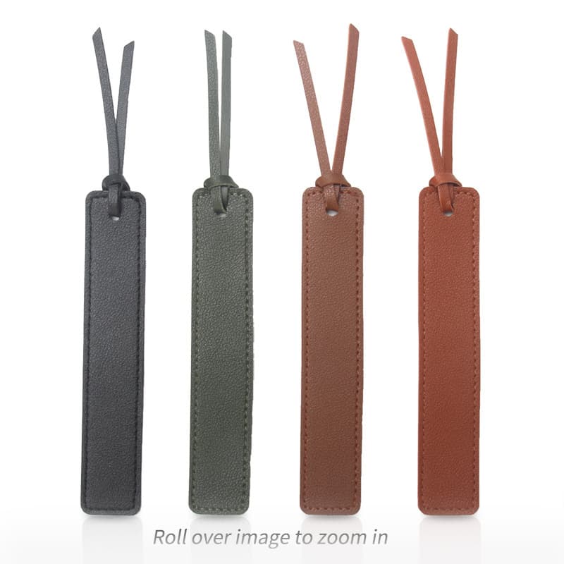 Cross-Border Compact Leather Tab Bookmark with Tie Strap, Portable Office Long Bookmark Clip, Home Reading Page Marker