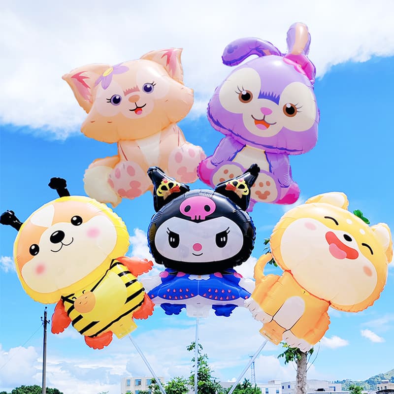 Children's Cute Cartoon Clip-on Aluminum Film Balloon Handheld Balloon for Elementary School Kindergarten Sports Day Activities Street Stall Promotion