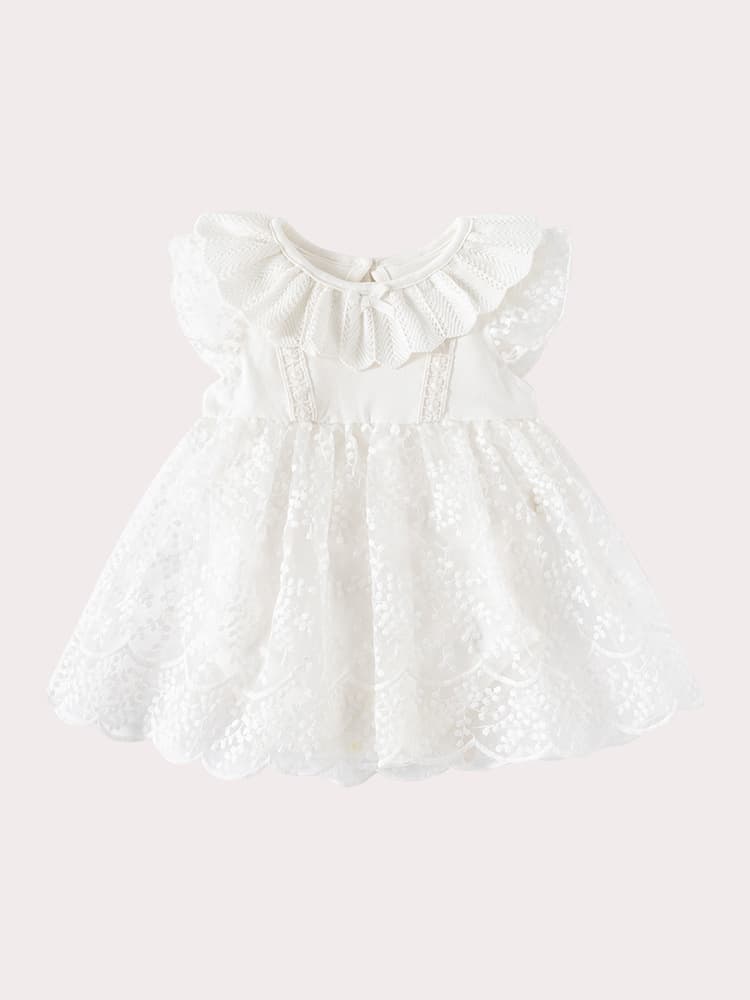 Baby Romper Dress Summer Newborn Bodysuit Sweet White Mesh Harsuit 100 Days Birthday Outfit