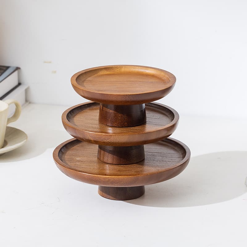 Vintage Wooden Tall Cake Display Stand, Fruit Dessert Candy Plate, Snack Dried Fruit Tray, Pedestal Display Stand